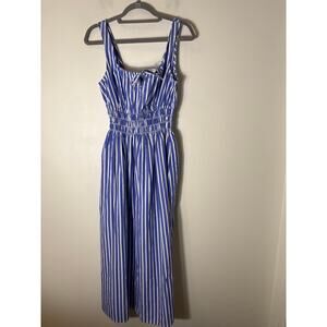 NWT Gap Blue and White Stripe Cotton Maxi Dress Sz Small Tall